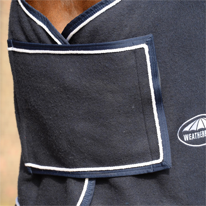  2022 Weatherbeeta Wool Show Sheet With Chest Panel Standard Neck Fleece Rug 10115800 - Navy / White 